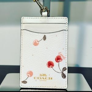 Coach White and Pink Cherry Card Holder NWOT